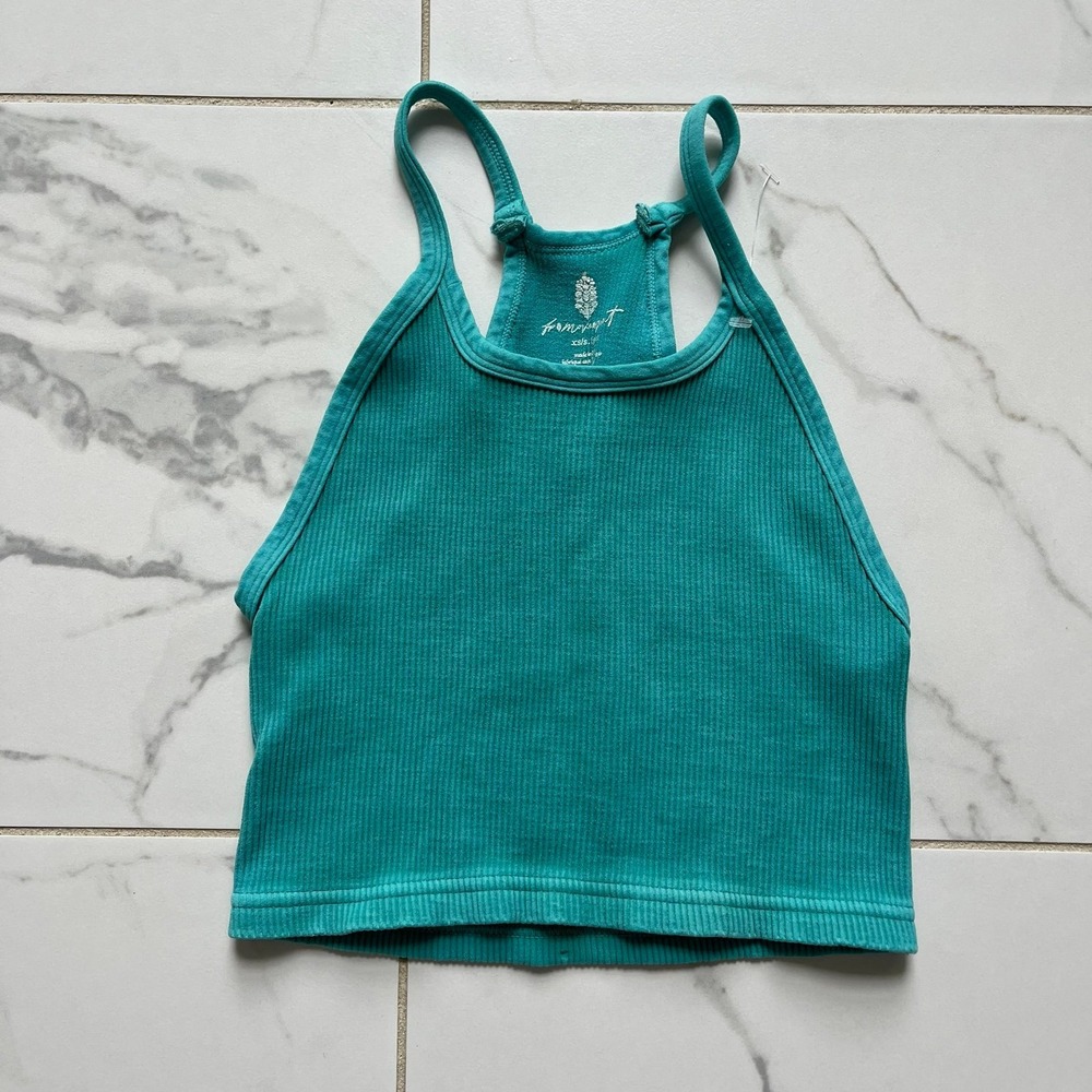 Free People Movement Happiness Runs ribbed crop tank turquoise XS/S